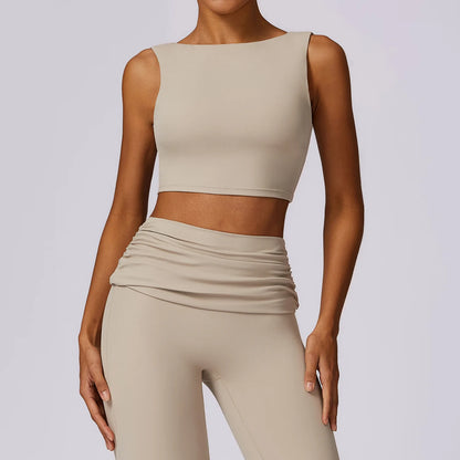 Sports Bra  Open Back Yoga Breathable Slim Fit  Tank Top With Removable Pads