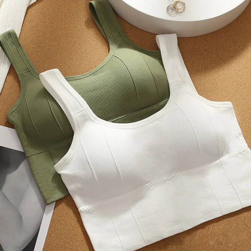 Breathable  Anti-Sweat Fitness Top Seamless Yoga Bra Shockproof Crop Top Push Up Sport Bra