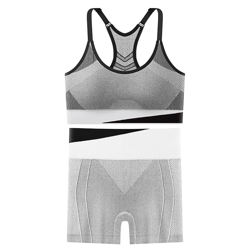 2 Piece Yoga Set Women Running Shorts and Sports  Bra