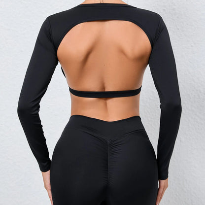 Sexy Long Sleeve Yoga Backless Top