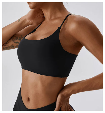 U-Shaped Multi-Strap Cross Back Sports Bra Top