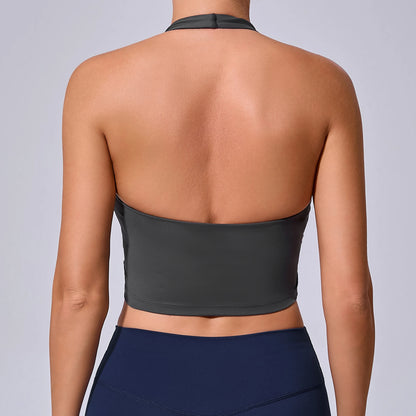 Sports Bra Sexy Hanging Neck High Support Push Up Workout Bra Padded Bralette