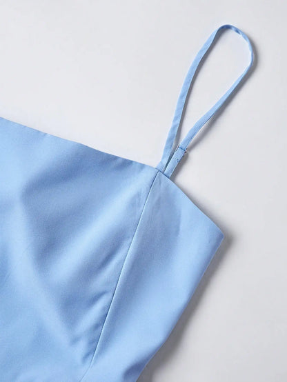 Light Blue Italian Thin Strap Layered Mini Dress Is A Sexy and Cute Short Party Dress