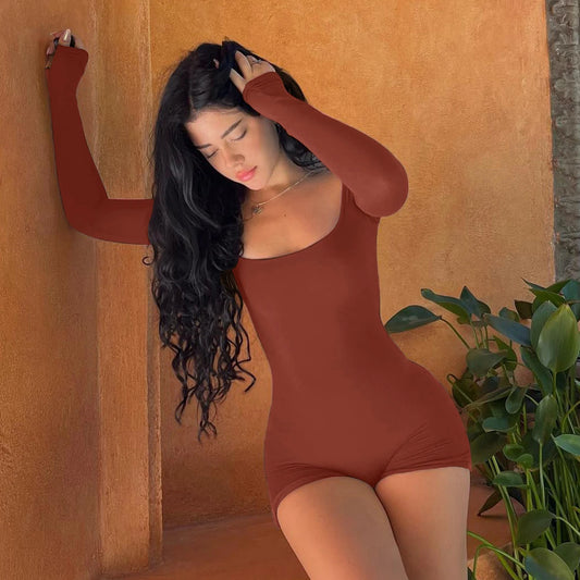 Long Sleeves Backless Solid Lace Up Sexy Slim Skinny PlaysuitLace ZZZZZZZZZZZZZZZZZZZUP