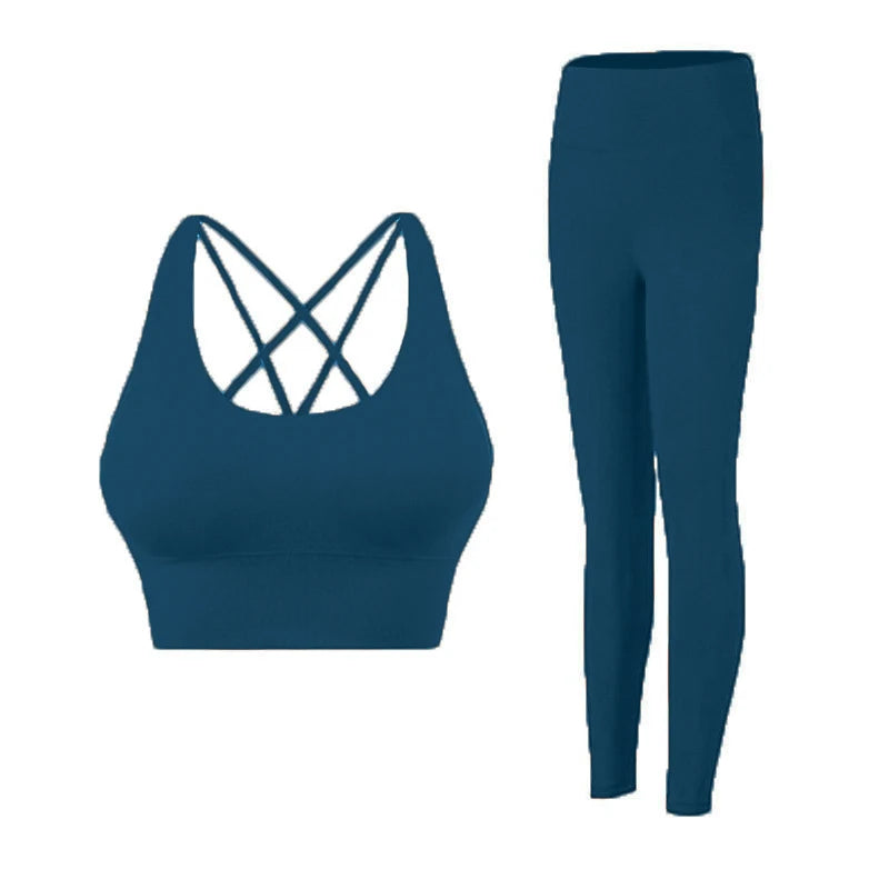 2 Piece Yoga Push Up  Sports Bra Leggings Suit
