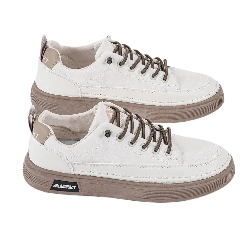 Men's Punk Skate Shoes w/Leather & Canvas, Breathable Elevated Platform