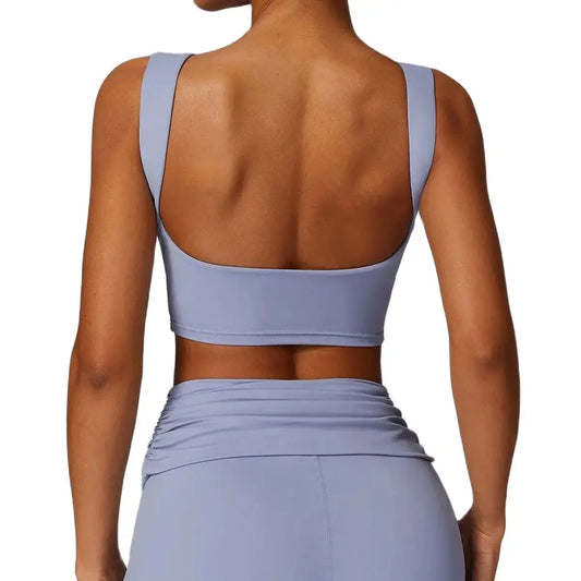 Sports Bra  Open Back Yoga Breathable Slim Fit  Tank Top With Removable Pads