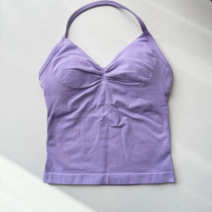 Strappy Yoga Top - Backless  Built-in Bra & Removable Cups for Running