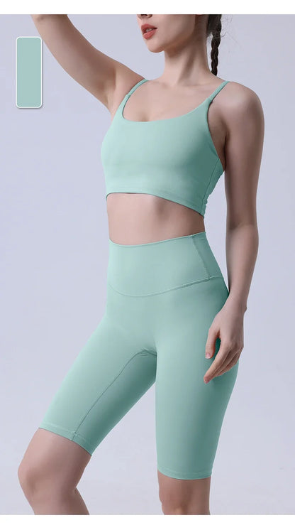 2 Piece Set Push Up Sports Bra and Short Leggings