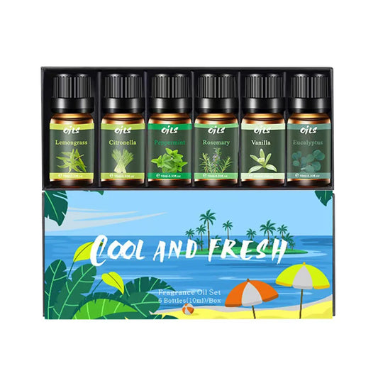 Essential Oil Gift Set   6 Natural Aromatherapy Oils  (Eucalyptus  Vanilla  Peppermint  Lemongrass Included)