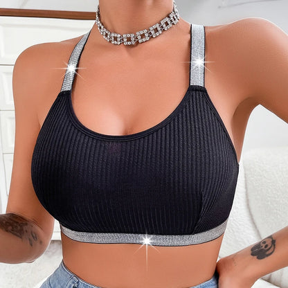 Sexy Ribbed Yoga Tanks Top Backless  Comfortable Push Up Chic Bralette