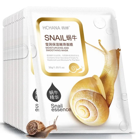 10pcs Snail Moisturizing Face  Sheet Masks