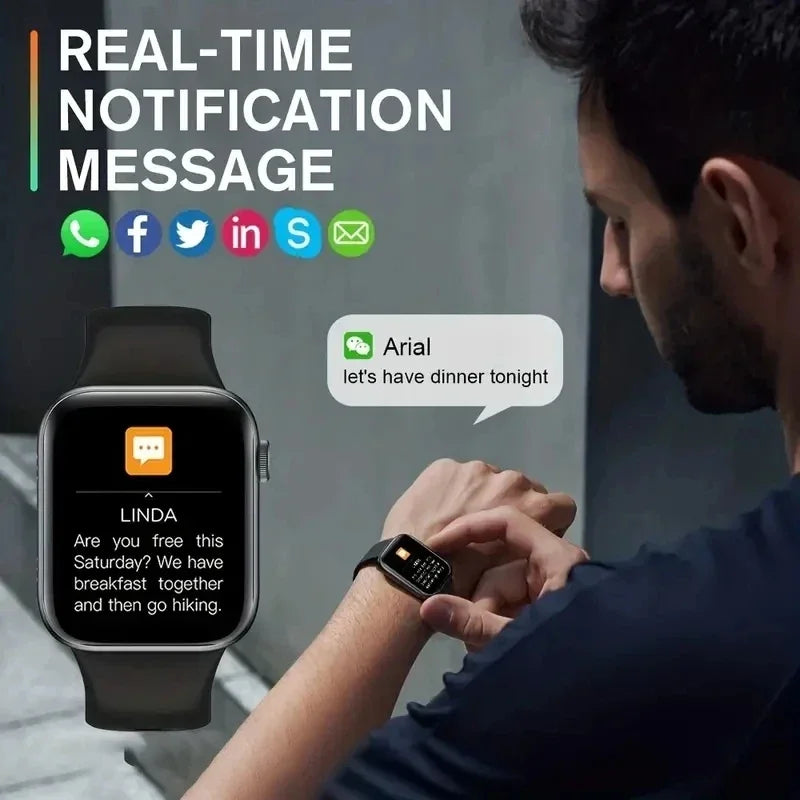 Smartwatch For Men and Women Android IOS Phone 1.73" Screen Bluetooth Call Blood Oxygen Pressure Monitoring Smart Watch Women
