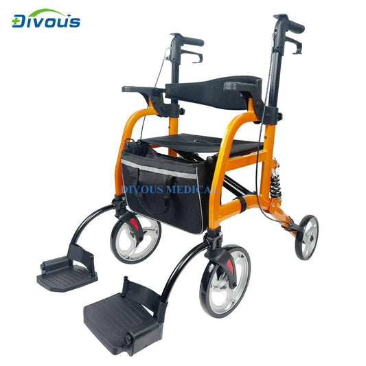 Lightweight Folding Four-wheel Chair Elderly  Walker Rollators With Seat