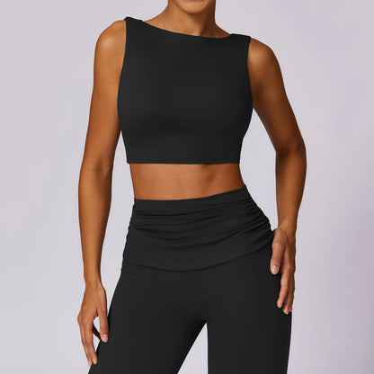 Sports Bra  Open Back Yoga Breathable Slim Fit  Tank Top With Removable Pads