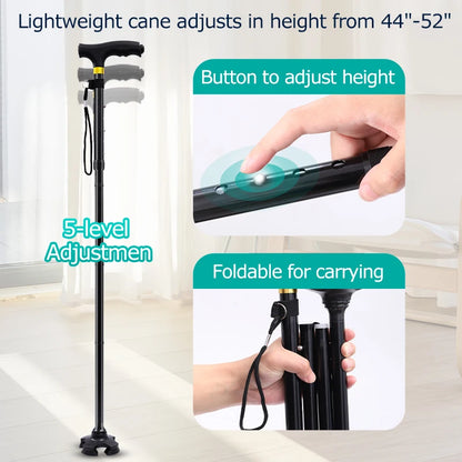 Foldable Walking Cane Lightweight Adjustable Heavy Duty