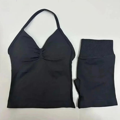 Yoga 2-piece Lace-up Tops and Shorts