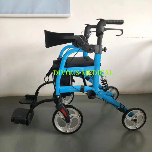 Mobility Aid 4-Wheel Lightweight Aluminum Alloy Outdoor Rollator Walker with Seat for Elder