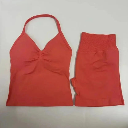 Yoga 2-piece Lace-up Tops and Shorts