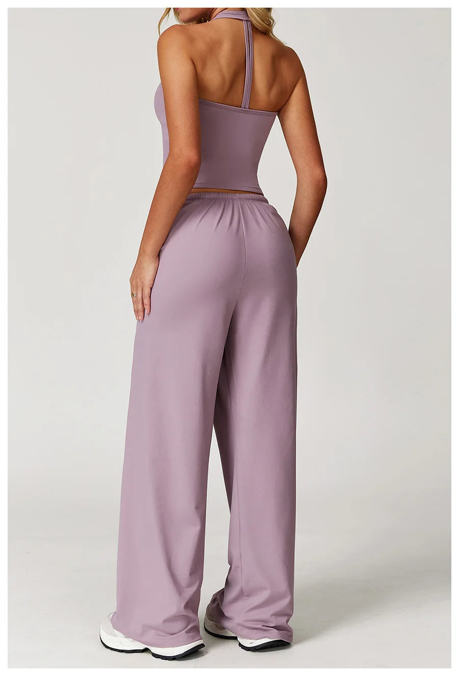Set 2 Pieces Wide leg straight pants Tracksuit Sports Tank Top
