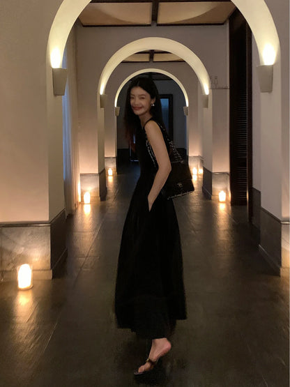 Women Chic A-Line Midi Dresses Female Bodycon Elegant Black White