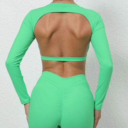 Sexy Long Sleeve Yoga Backless Top