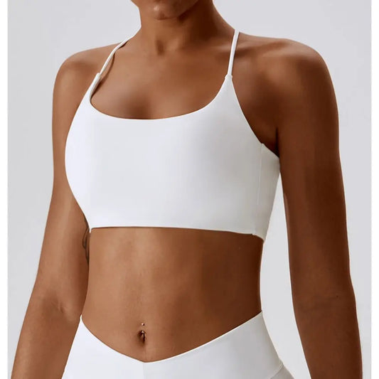 U-Shaped Multi-Strap Cross Back Sports Bra Top