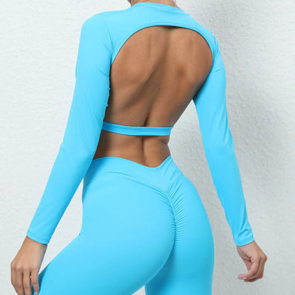 Sexy Long Sleeve Yoga Backless Top