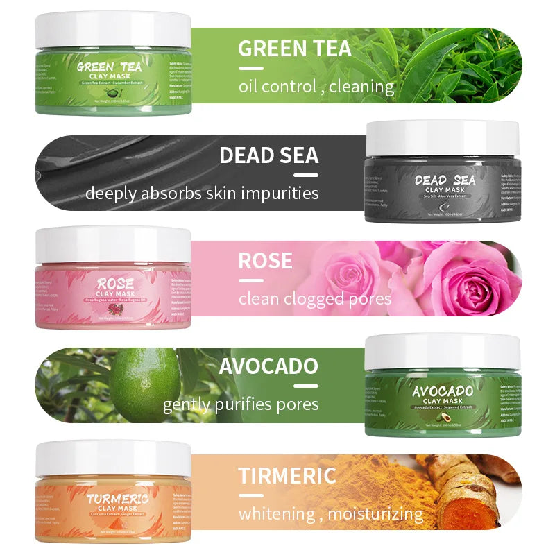 Green Tea Rose Avocado Facial Mask Clay Mud Masks