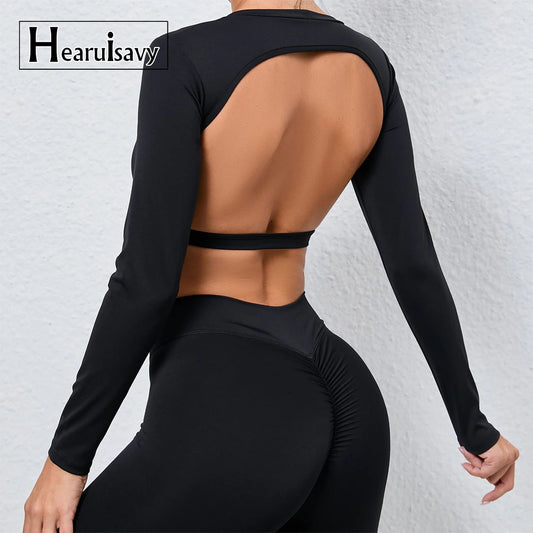 Sexy Long Sleeve Yoga Backless Top