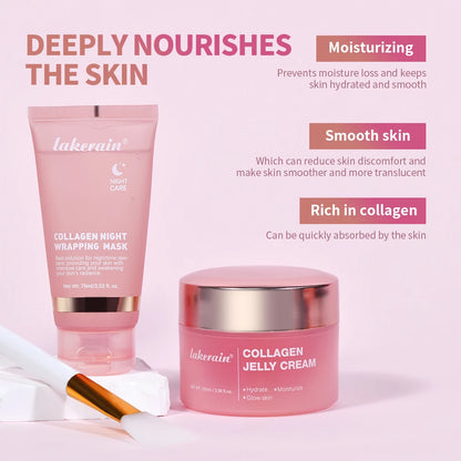 75ml Collagen Peel-off Mask Night Wrapping Facial Mud Firming mask Daily 100g Collagen Jelly Cream