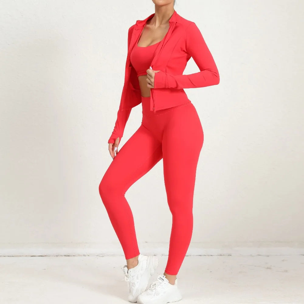 2 Pcs Gym Set  Jacket With Matching Leggings