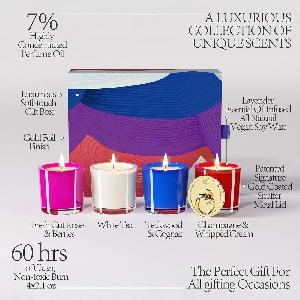 4 Natural Soy Candles| Lavender Essential Oils Stress Relief