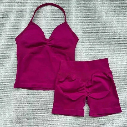Yoga 2-piece Lace-up Tops and Shorts