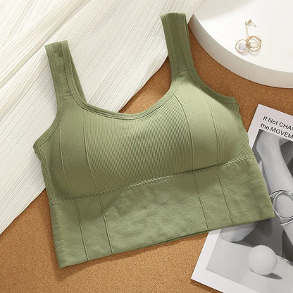 Breathable  Anti-Sweat Fitness Top Seamless Yoga Bra Shockproof Crop Top Push Up Sport Bra