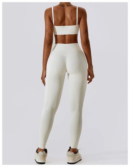 Yoga  High Waist Leggings And Top Two Piece Set Seamless