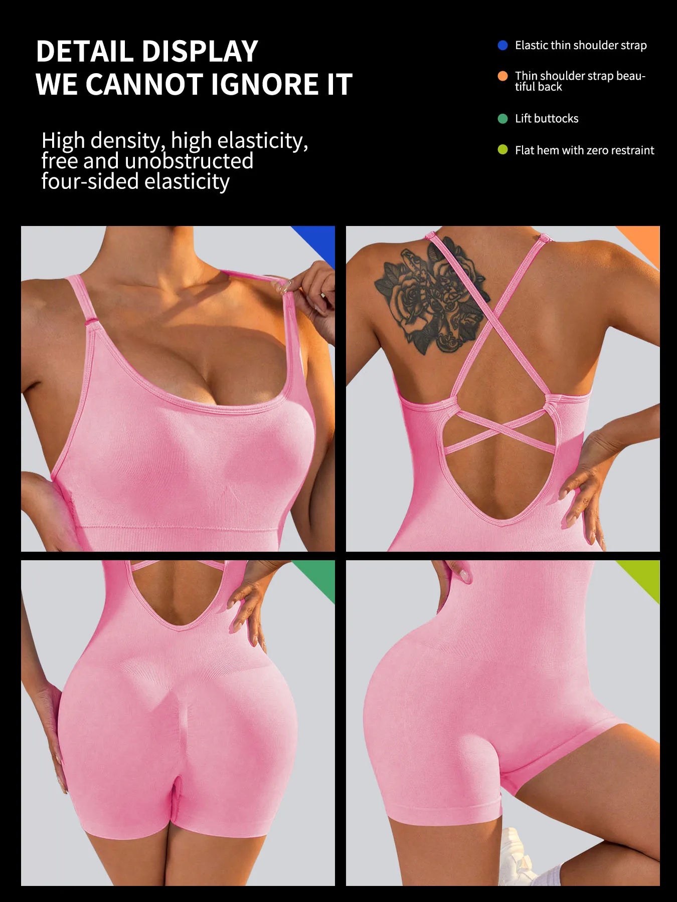 One-Piece Yoga Jumpsuit Skinny Short