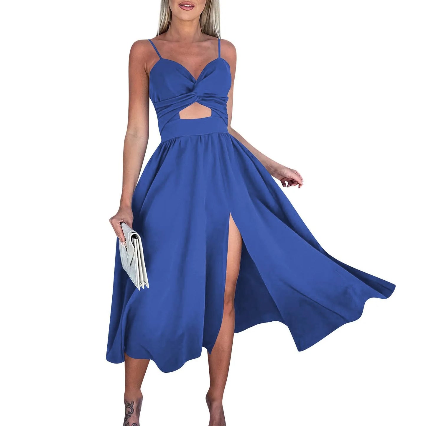 sexy party dresses V-Neck Big Swing Slimming Backless Sleeveless