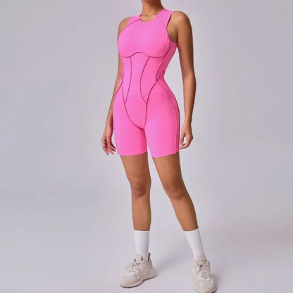 1 piece Sexy jumpsuit Hip-lifting Open Back Hollow-out Splicing