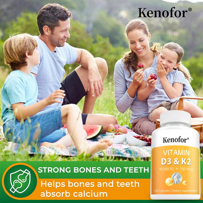 Vitamin D3 K2 Capsules - B6, Zinc, Vitamin D3 10000 IU and Vitamin K2 MK7