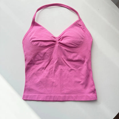Strappy Yoga Top - Backless  Built-in Bra & Removable Cups for Running