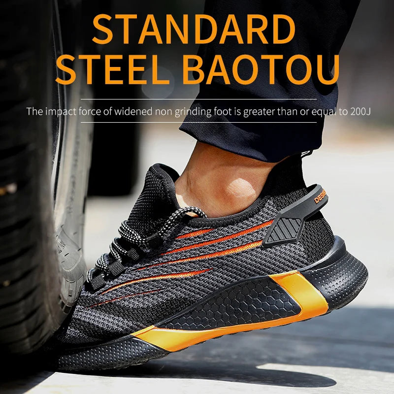Men Work Safety Shoes  Anti-puncture Steel Toe Cap Shoes