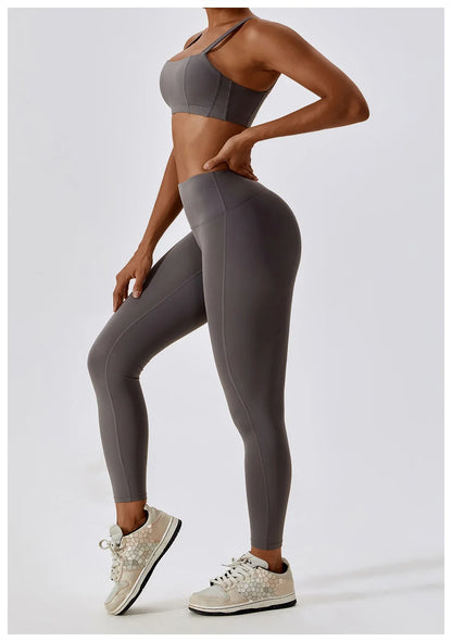 Yoga  High Waist Leggings And Top Two Piece Set Seamless
