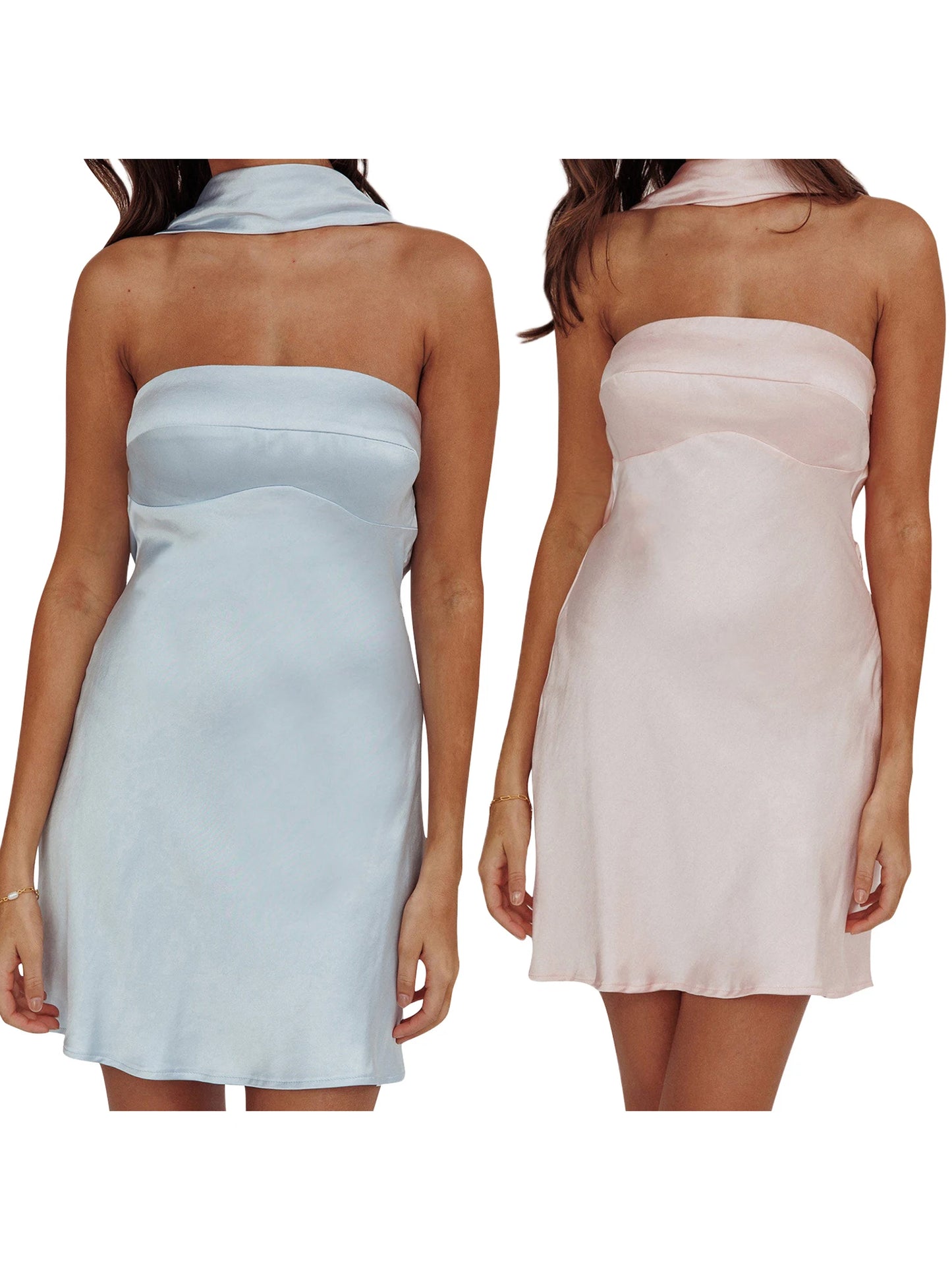 Elegant Women s Halter Neck Sleeveless Mini Dress Backless