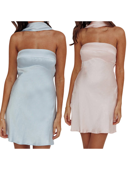 Elegant Women s Halter Neck Sleeveless Mini Dress Backless