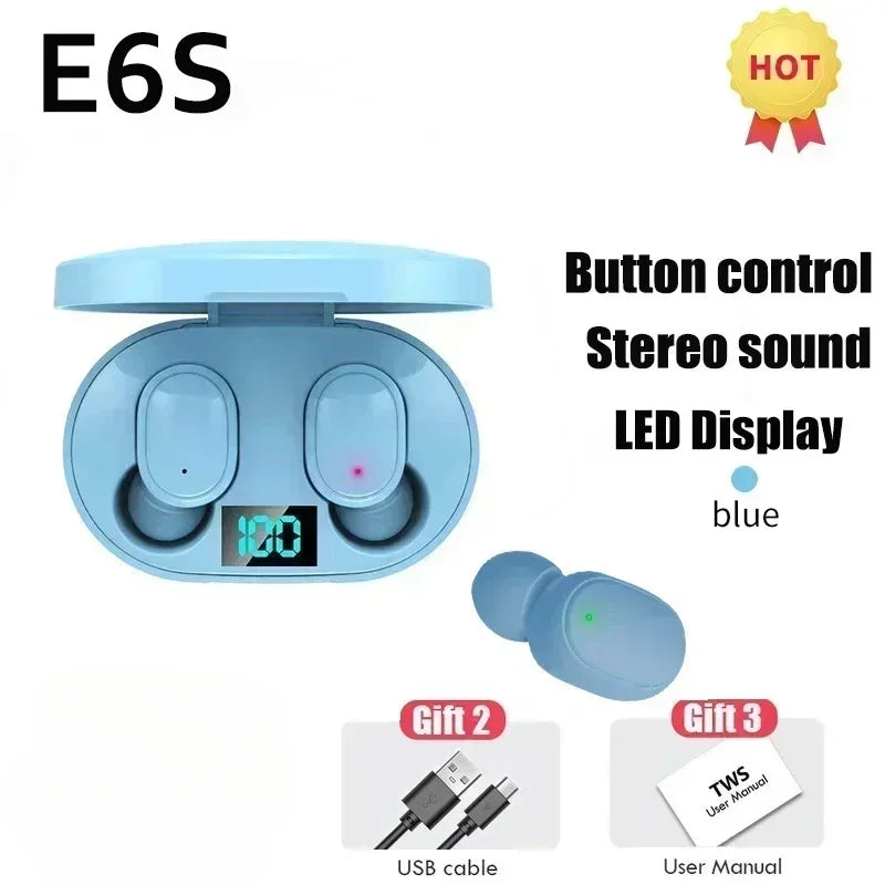E6S Wireless Bluetooth  Earbuds Noise Cancelling with Microphone
