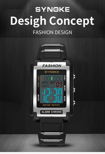 Men's Rectangular Sports Electronic Watch
