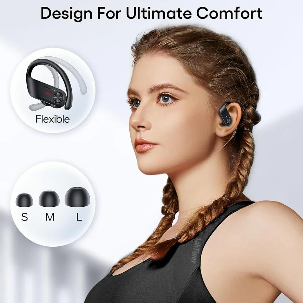 Bluetooth V5.3 Waterproof Headphones IPX7 with Noise Cancelling  80Hrs Playtime