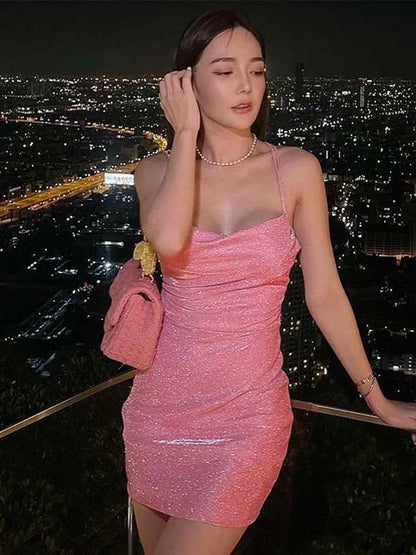 Women's Dresses Glitter Backless Strappy Dress