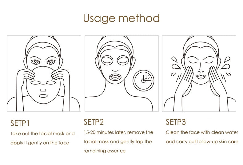 10pcs 24K Gold Hyaluronic Acid Face Mask Firming Moisturizing
